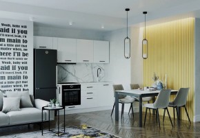 Кухонный гарнитур Белый Глянец 2550 (Стол. 38мм) в Губахе - gubaha.ok-mebel.com | фото