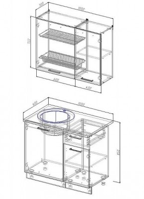 Кухонный гарнитур Графика 1000 (Стол. 26мм) в Губахе - gubaha.ok-mebel.com | фото 2