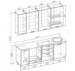 Кухонный гарнитур Капри 2200 h950 (Стол. 26мм) в Губахе - gubaha.ok-mebel.com | фото 2