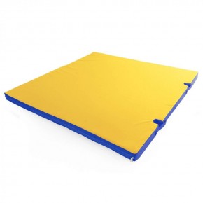 Мат гимнастический 1х1х0,08м с вырезом под стойки цв. синий-желтый в Губахе - gubaha.ok-mebel.com | фото 1