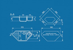 Мойка кухонная ULGRAN U-409 (970*500) в Губахе - gubaha.ok-mebel.com | фото 2