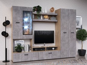 Нэнси New Центральная секция (ЛДСП) Бетон светлый/Сонома в Губахе - gubaha.ok-mebel.com | фото 2