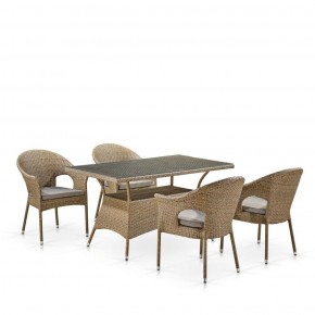Обеденный комплект плетеной мебели T198B/Y79B-W56 Light Brown (4+1) в Губахе - gubaha.ok-mebel.com | фото