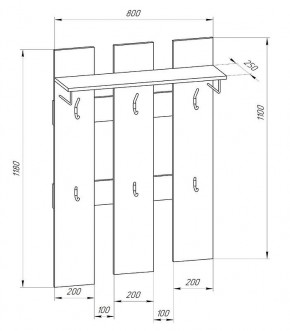 Прихожая-вешалка большая 800 в Губахе - gubaha.ok-mebel.com | фото 2