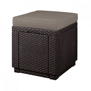Пуфик Куб с подушкой (Cube with cushion) коричневый - серо-бежевый* в Губахе - gubaha.ok-mebel.com | фото