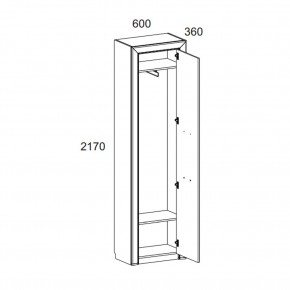 Шкаф 1DW, OLIVIA, цвет вудлайн крем/дуб анкона в Губахе - gubaha.ok-mebel.com | фото 2