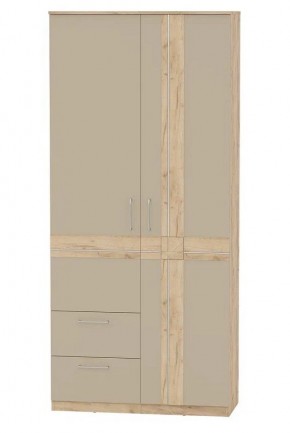 Шкаф 2-х дверный с ящиками ПРЕЗЕНТ 4-4819 (Дуб Крафт Золотой/Капучино/Дуб Мадейра) в Губахе - gubaha.ok-mebel.com | фото