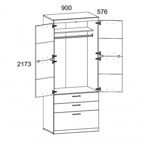 Шкаф 2D3S OSKAR , цвет дуб Санремо в Губахе - gubaha.ok-mebel.com | фото 3