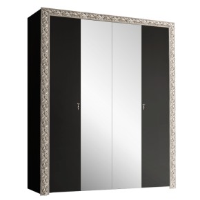 Шкаф 4-х дв. (с зеркалами)  Premium черная/серебро (ТФШ1/4(П) в Губахе - gubaha.ok-mebel.com | фото