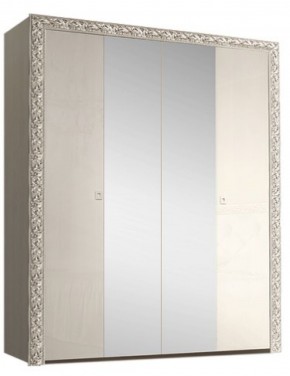 Шкаф 4-х дв. (с зеркалами) Premium слоновая кость/серебро (ТФШ1/4(П) в Губахе - gubaha.ok-mebel.com | фото