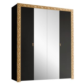 Шкаф 4-х дв. с зеркалами Тиффани Premium черная/золото (ТФШ1/4(П) в Губахе - gubaha.ok-mebel.com | фото 1