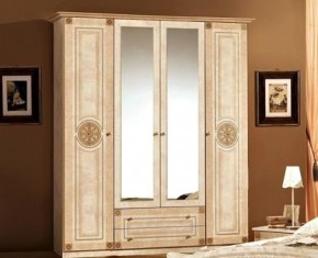 Шкаф 4-х дверный с зеркалами (02.144) Рома (беж) в Губахе - gubaha.ok-mebel.com | фото