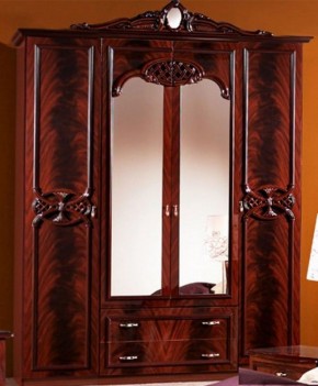Шкаф 4-х дверный с зеркалами (03.144) Ольга (могано) в Губахе - gubaha.ok-mebel.com | фото