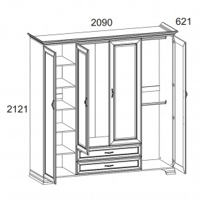 Шкаф 4D2S Z, TIFFANY, цвет вудлайн кремовый в Губахе - gubaha.ok-mebel.com | фото 2