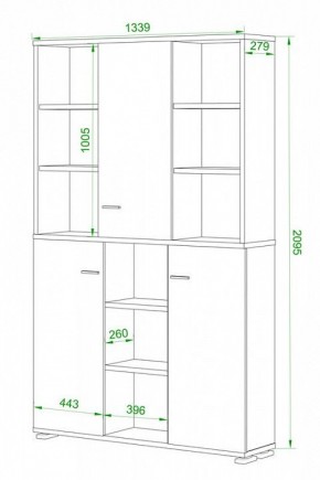 Шкаф книжный Домино ПУ-40-3 в Губахе - gubaha.ok-mebel.com | фото 2