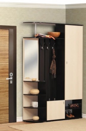 Шкаф комбинированный "Кармен - 7" (венге / вудлайн кремовый / зеркало) Вариант №1 в Губахе - gubaha.ok-mebel.com | фото
