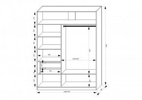 Шкаф-купе 1500 серии NEW CLASSIC K2+K2+B2+PL2(2 ящика+1 штанга+1 полка) профиль «Капучино» в Губахе - gubaha.ok-mebel.com | фото 3