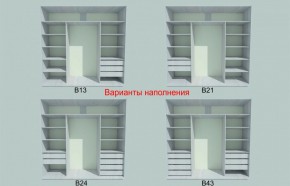Шкаф-купе 1950 серии SILVER S3+S1+S3Z B22+PL2 (по 2 ящика лев/прав+1штанга+1 полка) профиль «Серебро» в Губахе - gubaha.ok-mebel.com | фото 5