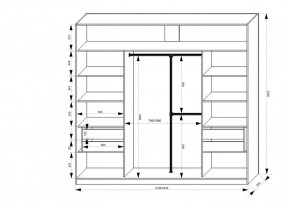 Шкаф-купе 2150 серии NEW CLASSIC K4+K4+K4+B22+PL4(по 2 ящика лев/прав+F обр.штанга) профиль «Капучино» в Губахе - gubaha.ok-mebel.com | фото 3