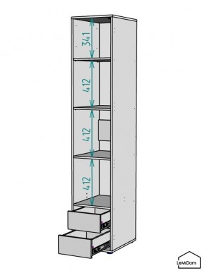 Шкаф Linnea MHR-1PO-4 2050х400х510 (Белый-М 11.1.2) в Губахе - gubaha.ok-mebel.com | фото 3