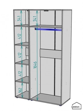 Шкаф Linnea MHR-3-1 2050х1200х510 (Графит-М 11.1.25) в Губахе - gubaha.ok-mebel.com | фото 3