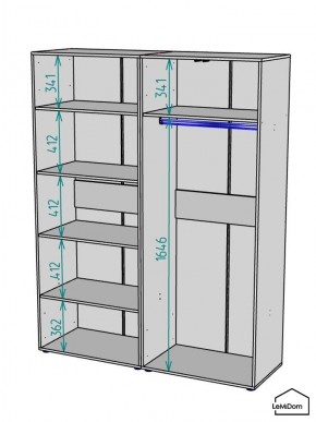 Шкаф Linnea MHR-4-1 2050х1600х510 (Белый-М 11.1.2) в Губахе - gubaha.ok-mebel.com | фото 3