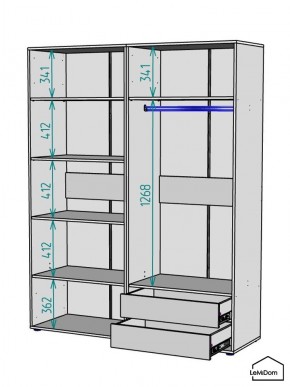 Шкаф Linnea MHR-4-2 2050х1600х510 (Белый-М 11.1.2) в Губахе - gubaha.ok-mebel.com | фото 3