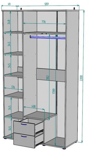 Шкаф Ольга H54 в Губахе - gubaha.ok-mebel.com | фото 2