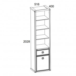 Шкаф открытый 1D1S, MAGELLAN, цвет Сосна винтаж в Губахе - gubaha.ok-mebel.com | фото 2