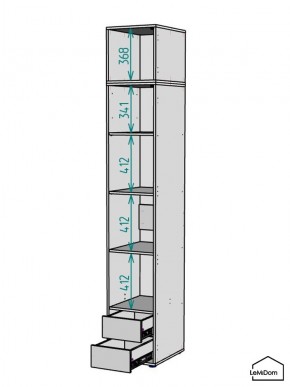 Шкаф с антресолью Linnea MHR-1A-4 2450х400х510 (Белый-М 11.1.2) в Губахе - gubaha.ok-mebel.com | фото 3