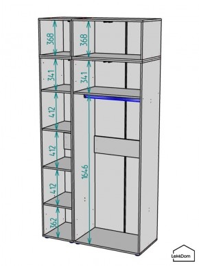 Шкаф с антресолью Linnea MHR-3A-1 2450х1200х510 (Графит-М 11.1.25) в Губахе - gubaha.ok-mebel.com | фото 3