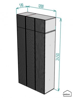 Шкаф с антресолью Linnea MHR-3POA-1 2450х1200х510 (Белый-М 11.1.2) в Губахе - gubaha.ok-mebel.com | фото 2