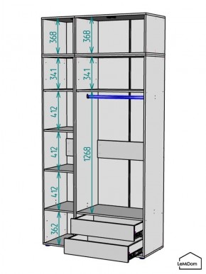 Шкаф с антресолью Linnea MHR-3POA-2 2450х1200х510 (Белый-М 11.1.2) в Губахе - gubaha.ok-mebel.com | фото 3
