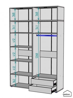 Шкаф с антресолью Linnea MHR-4POA-2 2450х1600х510 (Белый-М 11.1.2) в Губахе - gubaha.ok-mebel.com | фото 3