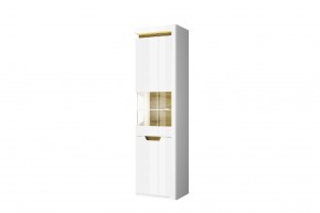Шкаф с витриной 1V1D P, TORINO, цвет белый/Дуб наварра в Губахе - gubaha.ok-mebel.com | фото