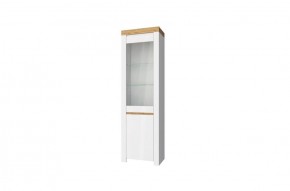 Шкаф с витриной  1V1D, TAURUS, цвет белый/дуб вотан в Губахе - gubaha.ok-mebel.com | фото