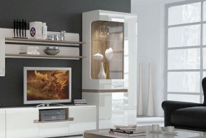 Шкаф с витриной 3D/TYP 01L, LINATE ,цвет белый/сонома трюфель в Губахе - gubaha.ok-mebel.com | фото 6
