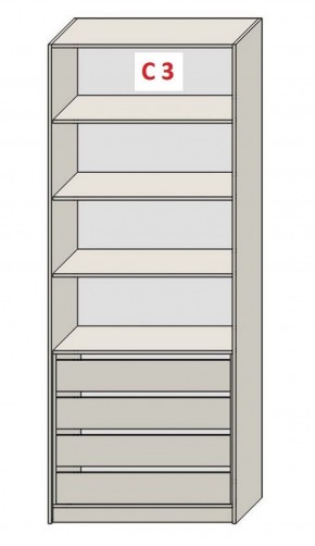 Шкаф СТАНДАРТ С3 4 ящика серия "ГЕСТИЯ" (Бело-серый/Дуб Небраска натуральный ) 800*520*2300 в Губахе - gubaha.ok-mebel.com | фото 2