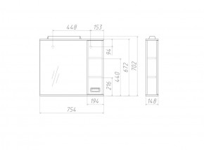 Шкаф-зеркало Cube 75 Эл. Правый Домино (DC5009HZ) в Губахе - gubaha.ok-mebel.com | фото 3