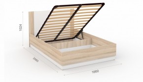 Спальня Аврора Кровать 160 с подъемным механизмом Дуб сонома/Белый в Губахе - gubaha.ok-mebel.com | фото 2