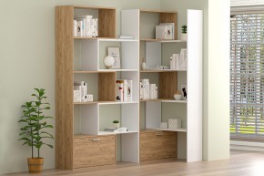Стеллаж раздвижной (ЛДСП дуб крафт золотой/белый) в Губахе - gubaha.ok-mebel.com | фото 2