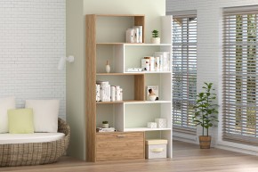 Стеллаж раздвижной (ЛДСП дуб крафт золотой/белый) в Губахе - gubaha.ok-mebel.com | фото 3