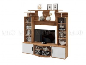 Стенка Виста (Белый глянец/Дуб крафт) в Губахе - gubaha.ok-mebel.com | фото
