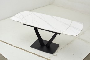 Стол ALATRI 120 MATT WHITE MARBLE SOLID CERAMIC / BLACK, ®DISAUR в Губахе - gubaha.ok-mebel.com | фото