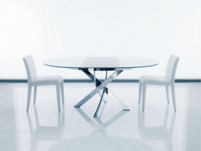 Стол BARONE (01.92) G093 хром/С150 э-бел. гл. стекло, L021алюм.вставка в Губахе - gubaha.ok-mebel.com | фото