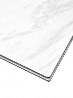 Стол BELLUNO 160 MARBLES KL-99 Белый мрамор матовый, итальянская керамика/ белый каркас, ®DISAUR в Губахе - gubaha.ok-mebel.com | фото 4