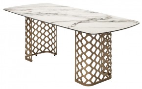 Стол CHIAVARI 220 KL-188 Контрастный мрамор матовый, итальянская керамика / Шампань, ®DISAUR в Губахе - gubaha.ok-mebel.com | фото