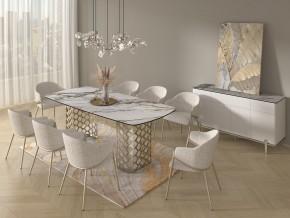 Стол CHIAVARI 220 KL-188 Контрастный мрамор матовый, итальянская керамика / Шампань, ®DISAUR в Губахе - gubaha.ok-mebel.com | фото 9