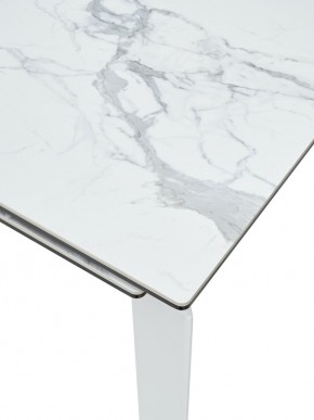 Стол CORNER 120 HIGH GLOSS STATUARIO керамика, стекло/ белый каркас, ®DISAUR в Губахе - gubaha.ok-mebel.com | фото 2