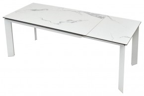 Стол CREMONA 140 HIGH GLOSS STATUARIO Белый мрамор глянцевый, керамика/ белый каркас, ®DISAUR в Губахе - gubaha.ok-mebel.com | фото 5